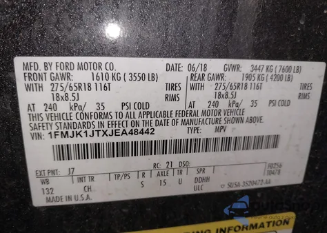 2018 Ford Expedition Max Xlt z USA, uszkodzony, nr VIN 1FMJK1JTXJEA48442